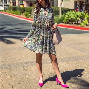 AQUA Bloomingdale’s Green Printed Dress size XS